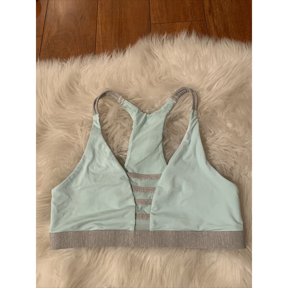 victoria secret pink ultimate lightly lined sports bra small racerback light blu